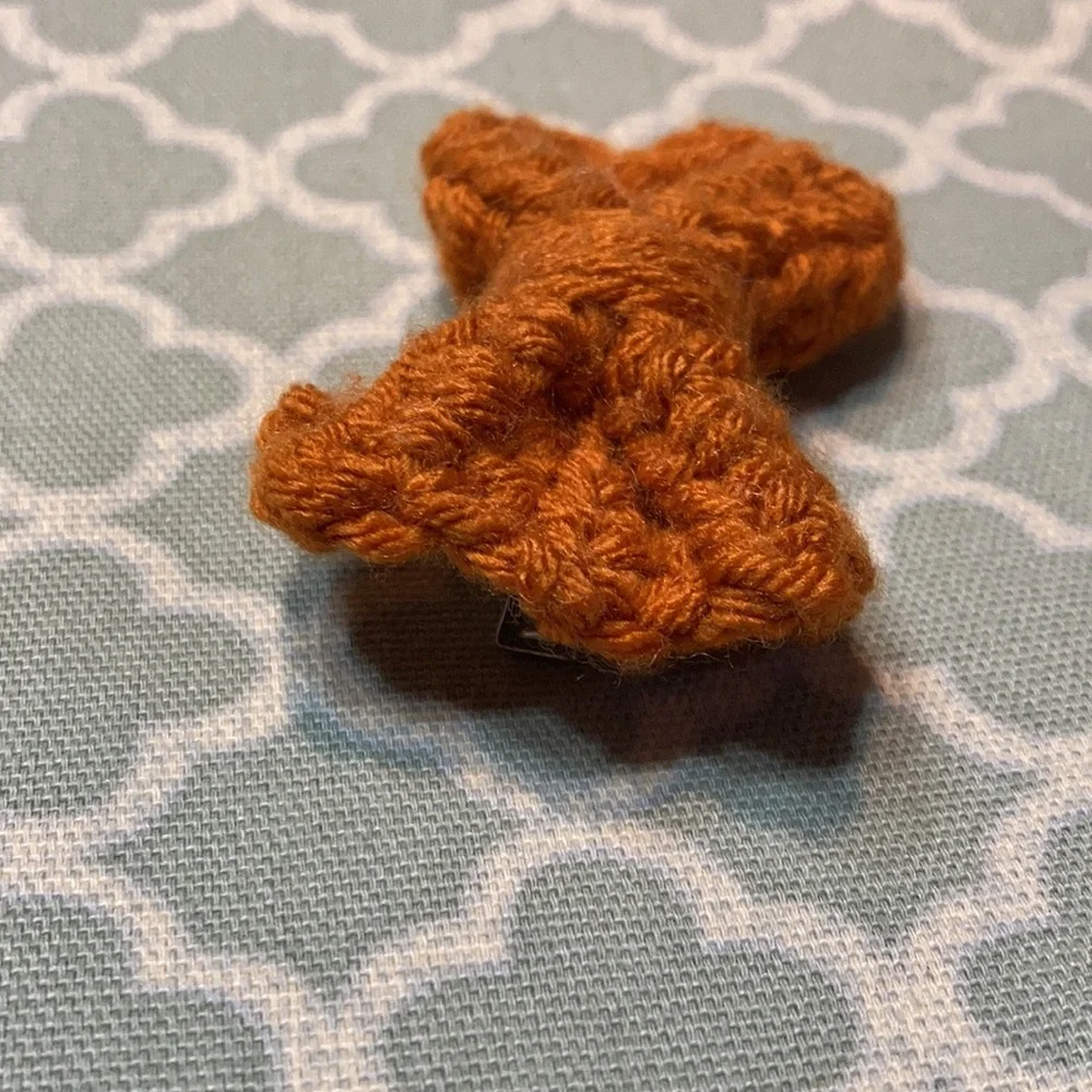Rust Orange Crochet Bow Hair Clip